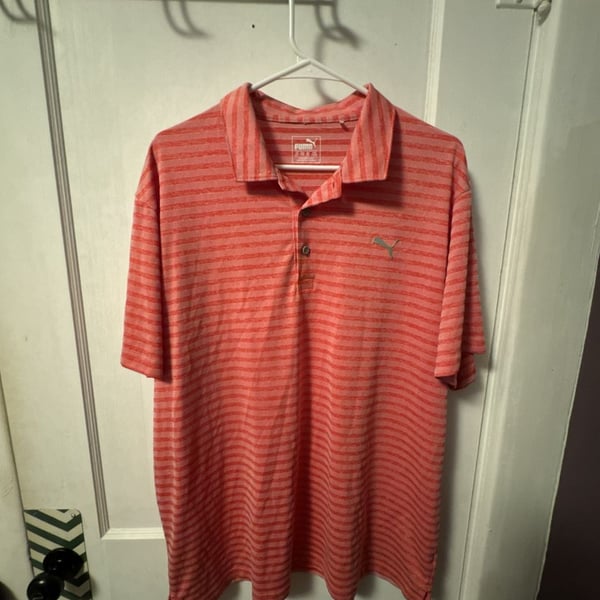 Puma Golf Men's Rotation Stripe Polo Size XXL Red Striped Performance Short
