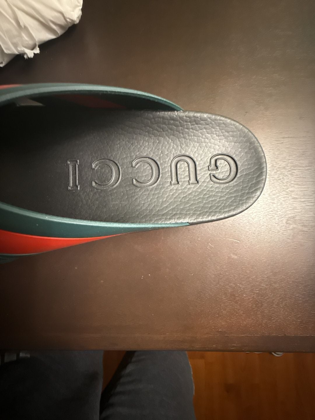 Gucci Web-detail Slides Black Red Green Rubber Sandals 8