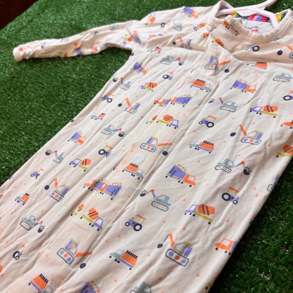 Magnetic Me Construction Trucks Footie Size 12-18 Months