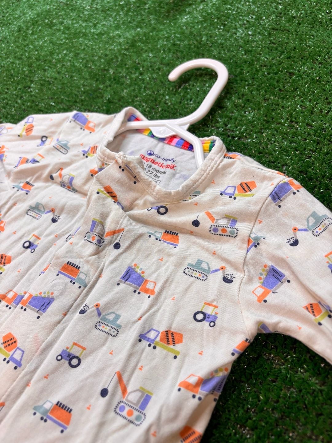 Magnetic Me Construction Trucks Footie Size 12-18 Months 8