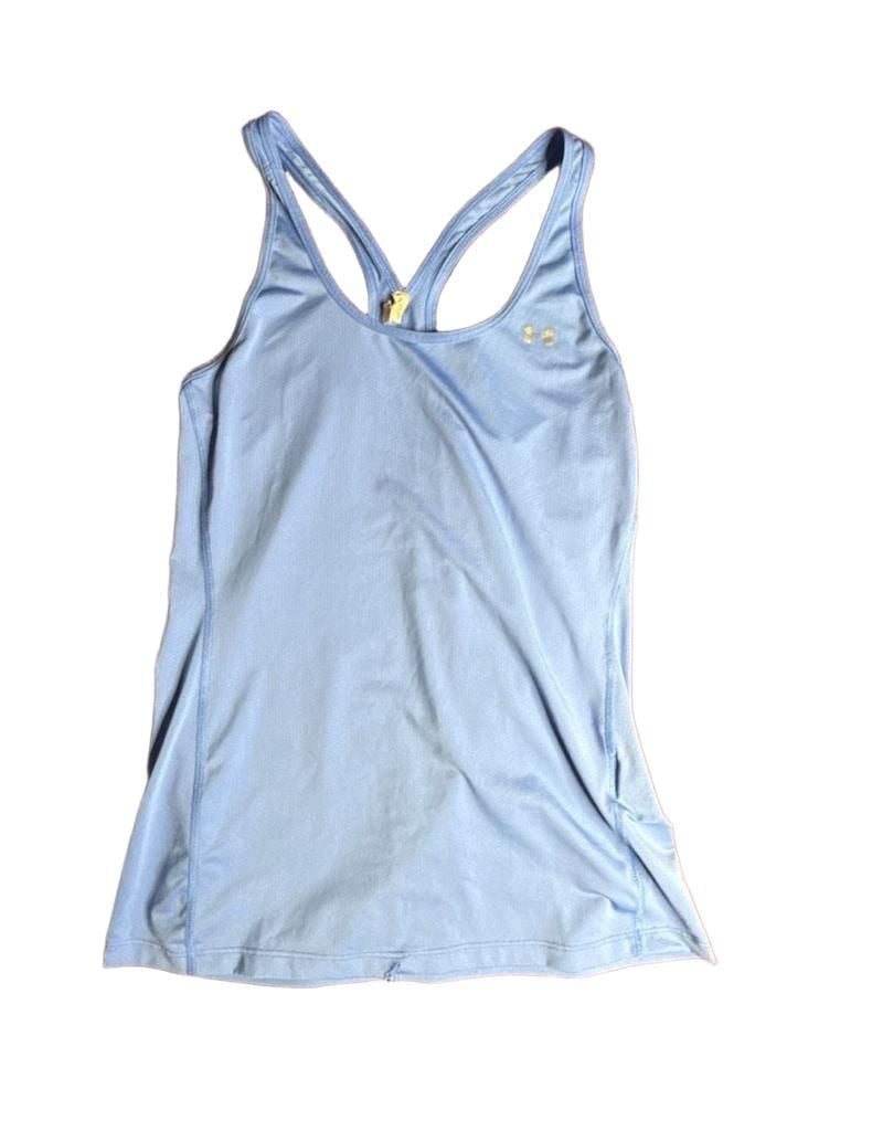 Under Armour HeatGear Armour Racer Tank Size S Blue Athletic Workout Top with 2