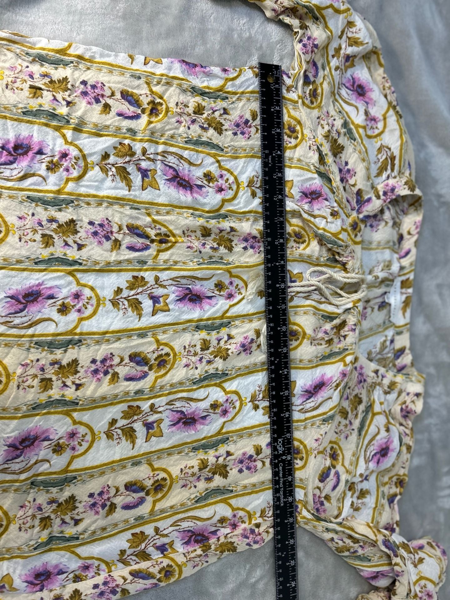 Jane + Delancey Floral Top Blouse Size M Tie Neck Long Sleeve Flowy Cottage 13