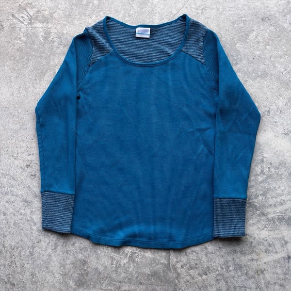 Columbia Long Sleeve Thermal Shirt Size L Blue Waffle Knit Top