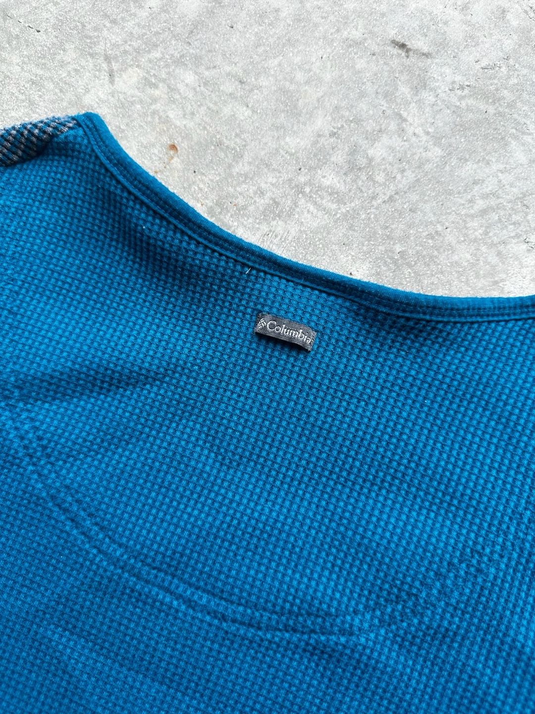 Columbia Long Sleeve Thermal Shirt Size L Blue Waffle Knit Top 7