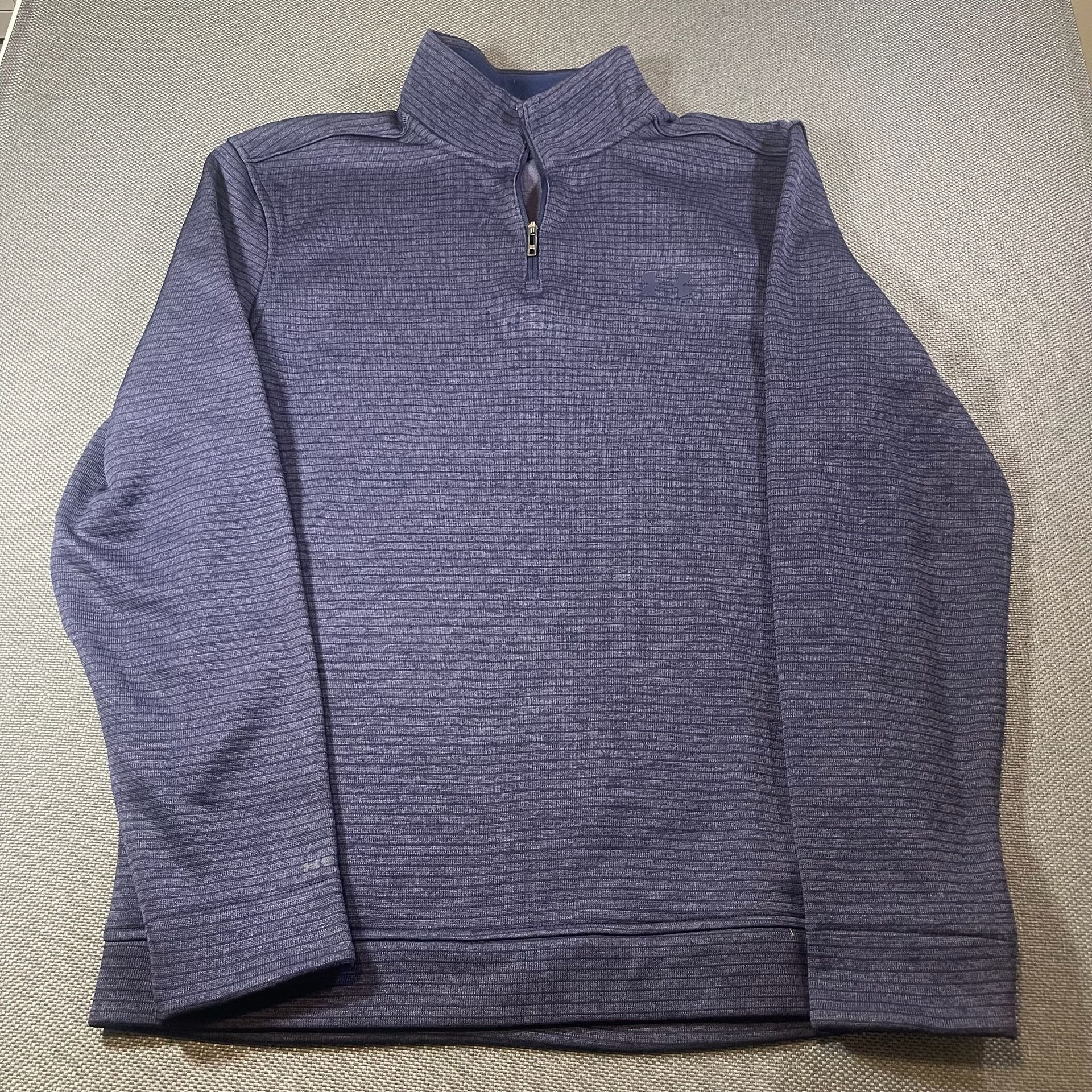 Under Armour Golf Storm Quarter Zip Pullover Med Blue Textured 7