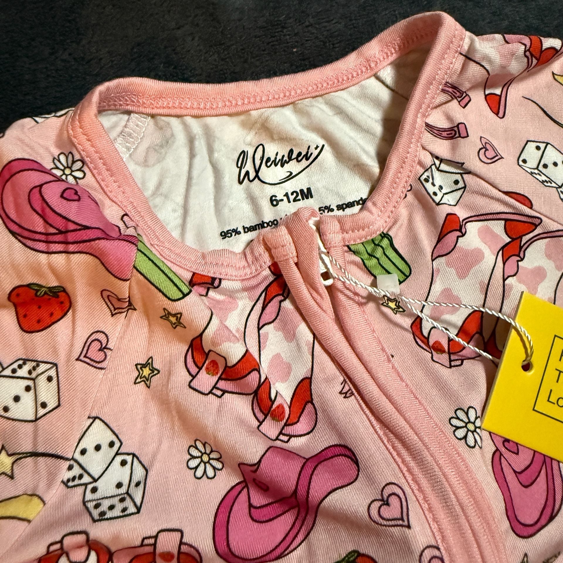 Weiwei Baby Romper Size 6-12M Pink Cowboy Boot Print Zippy Shortie 3
