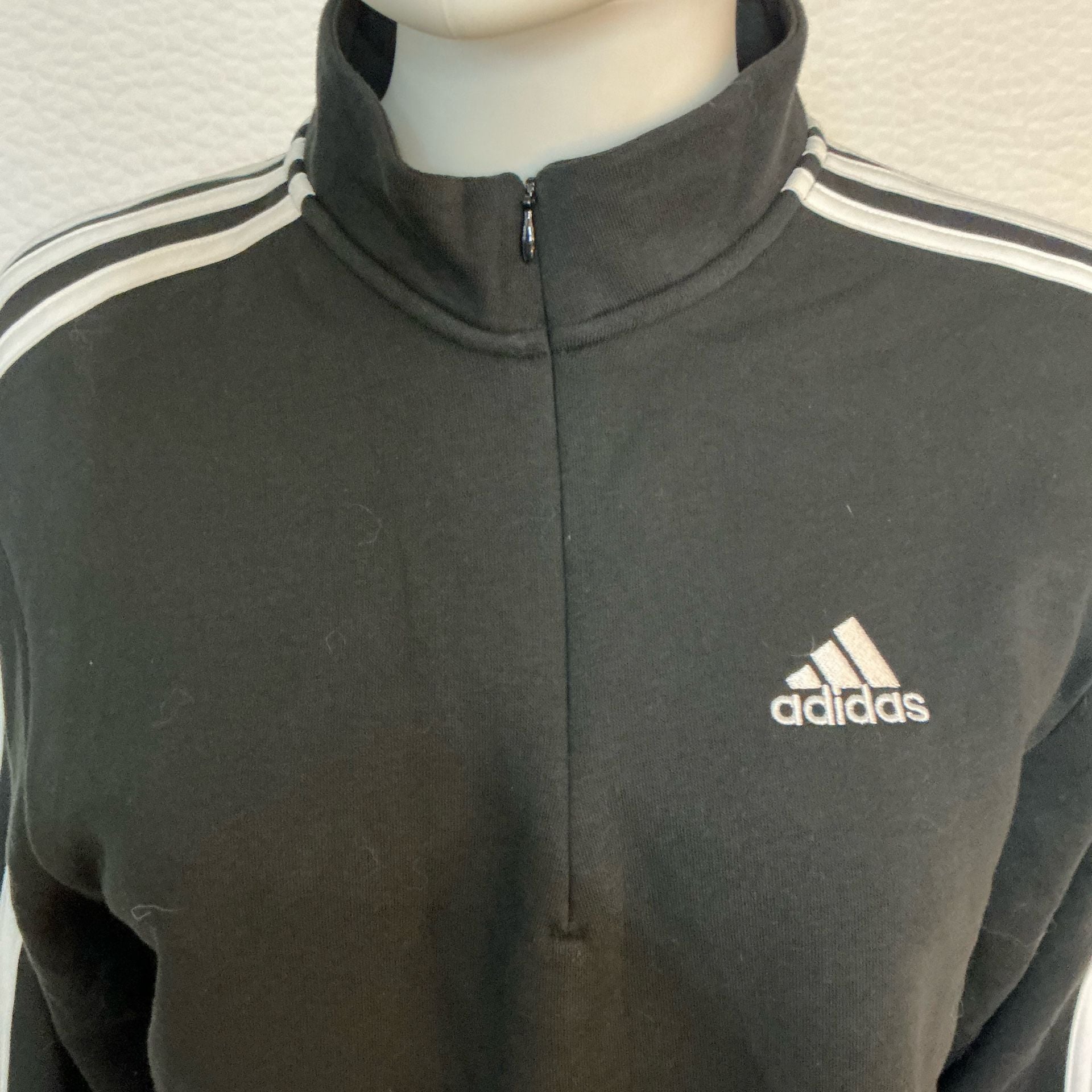 Adidas Size S Women’s Essentials 3-Stripes Open Hem Quarter Zip Sweatshirt 8