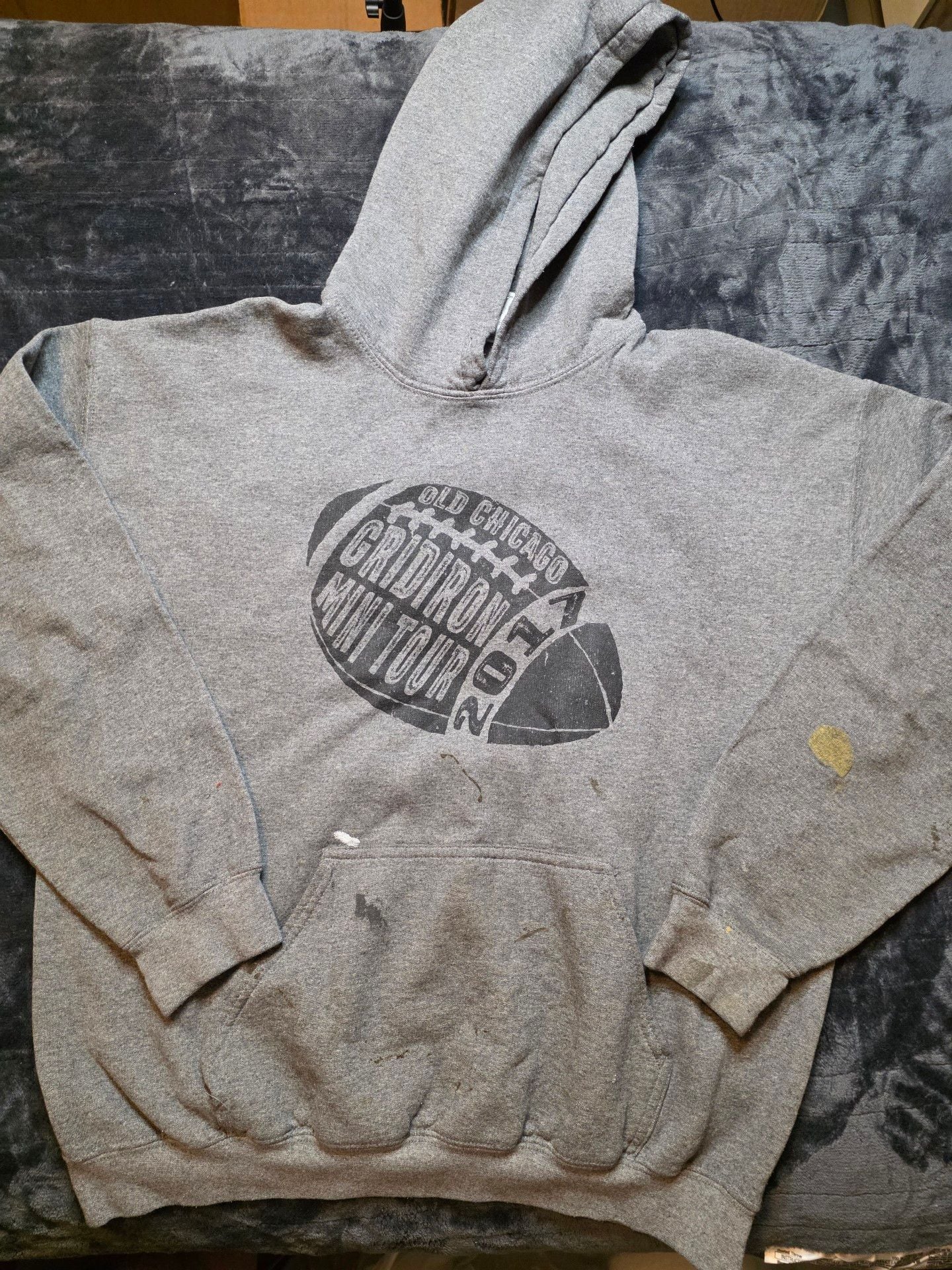Old Chicago Gridiron Mini Tour 2017 Hoodie Gray Sweatshirt Large 2