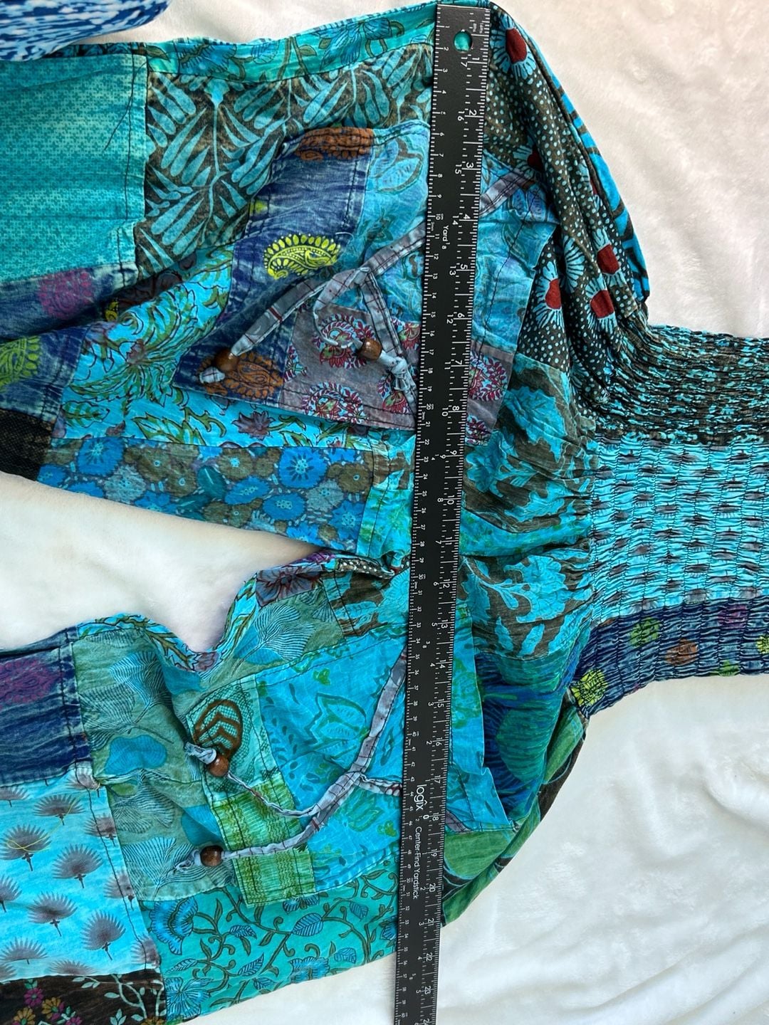 NWT Nicks Imports Patchwork Harem Pants Blue Boho Hippie Festival Style 10