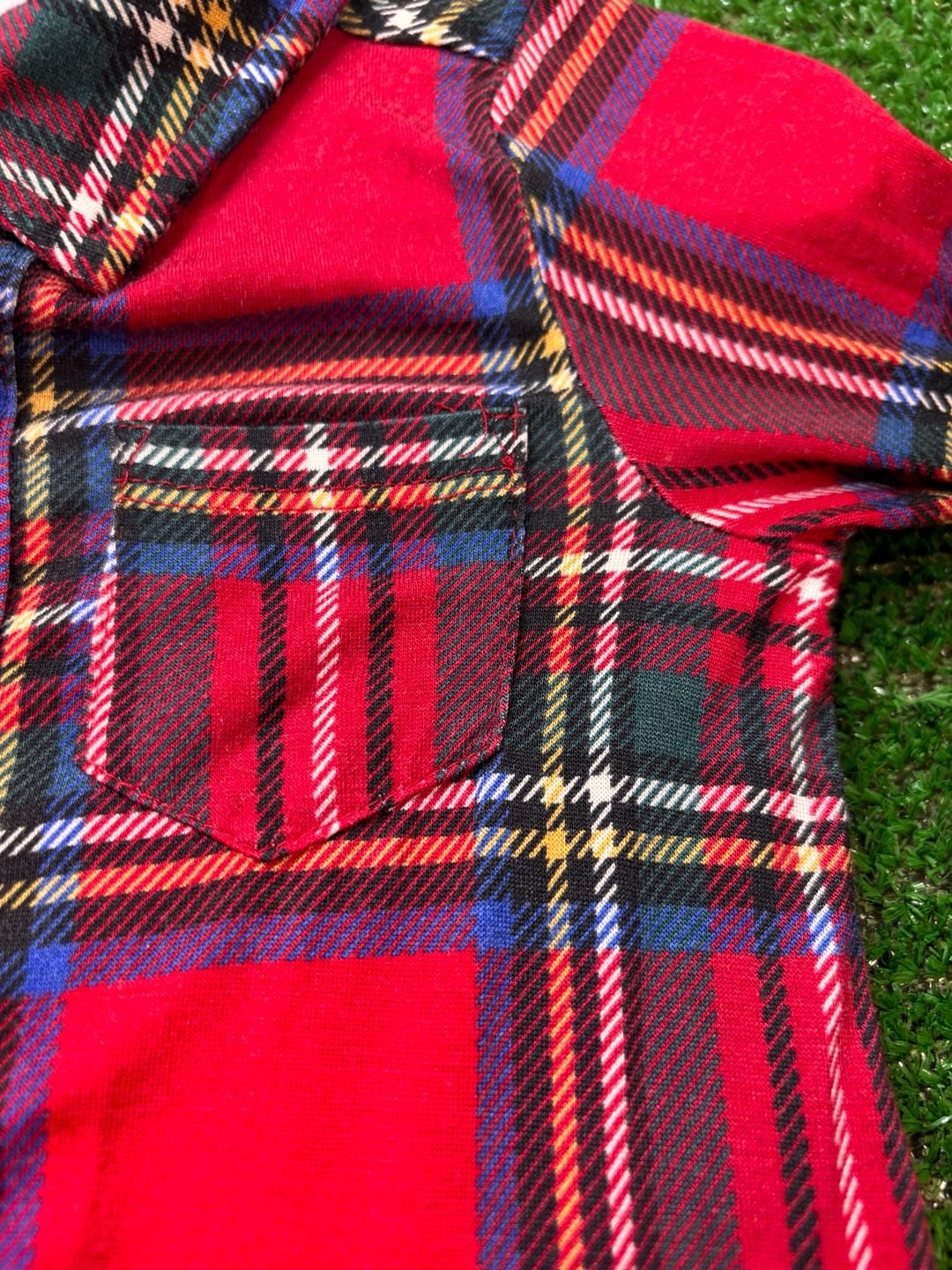 Posh Peanut Red Tartan Plaid Romper Size 3-6 Mos Buttons Collar Footie 8
