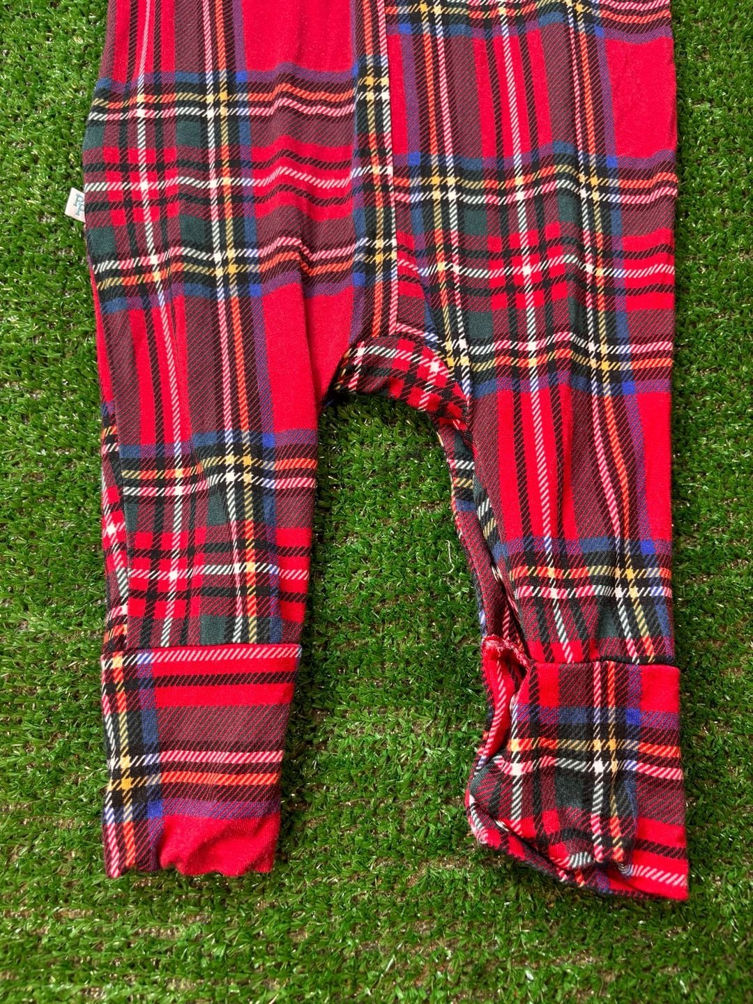 Posh Peanut Red Tartan Plaid Romper Size 3-6 Mos Buttons Collar Footie 10