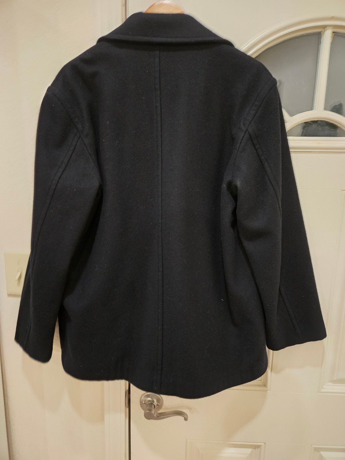 Men's J.Crew Peacoat Size L Black Wool Thinsulate Double Breasted 3