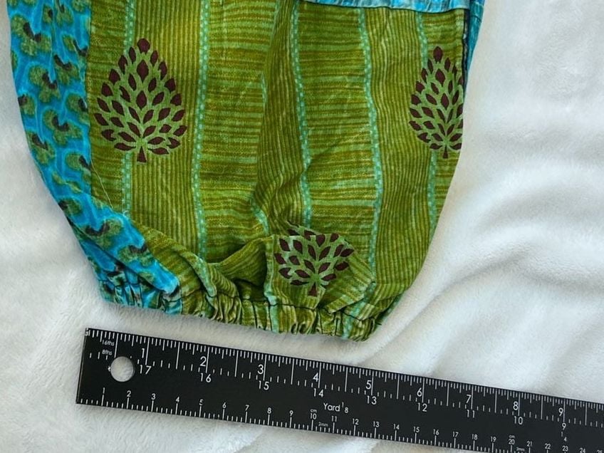 NWT Nicks Imports Patchwork Harem Pants Blue Boho Hippie Festival Style 11