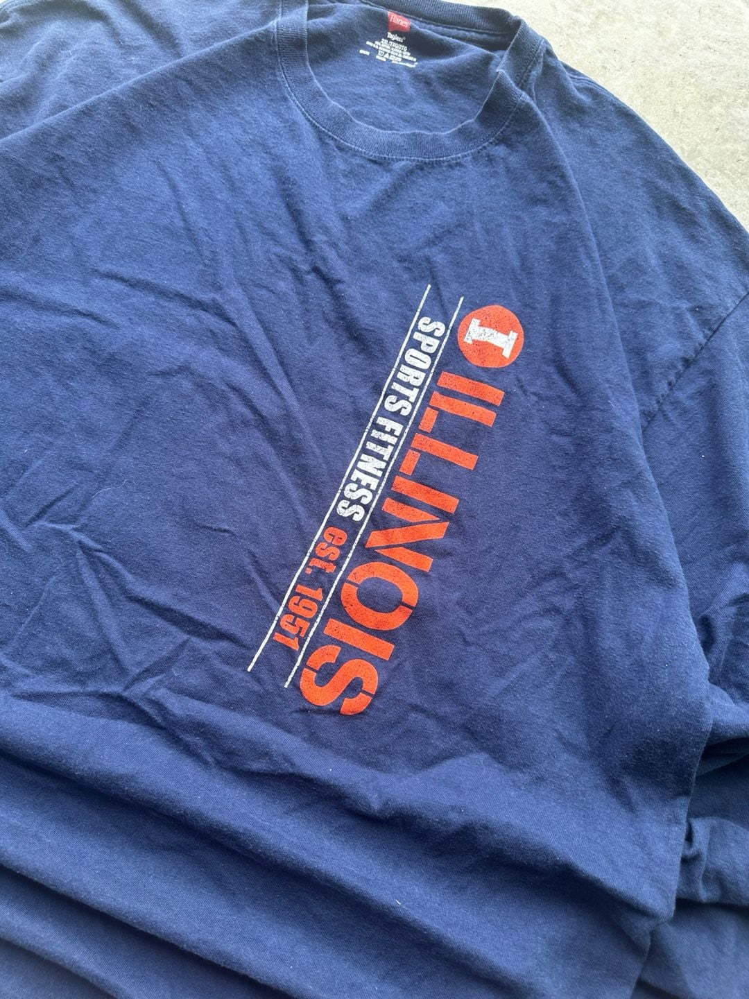 Hanes Illinois Fighting Illini Long Sleeve T-Shirt 2XL Navy Blue 5