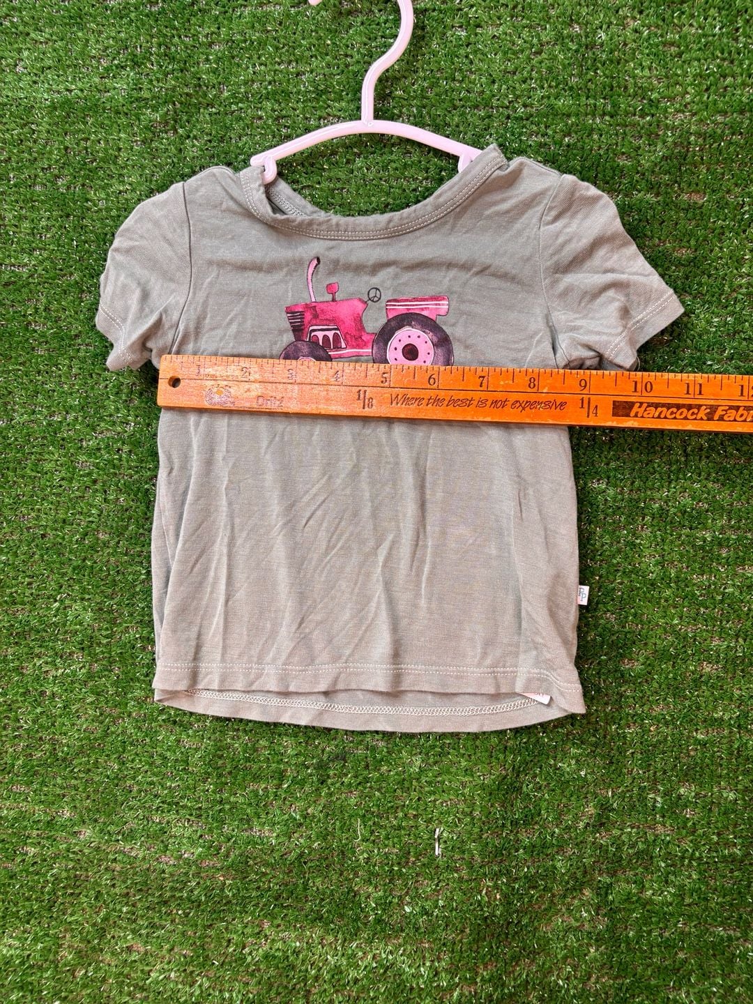 Posh Peanut Tractor Graphic Tee Size 3-6M Green Pink Short Sleeve Shirt 7