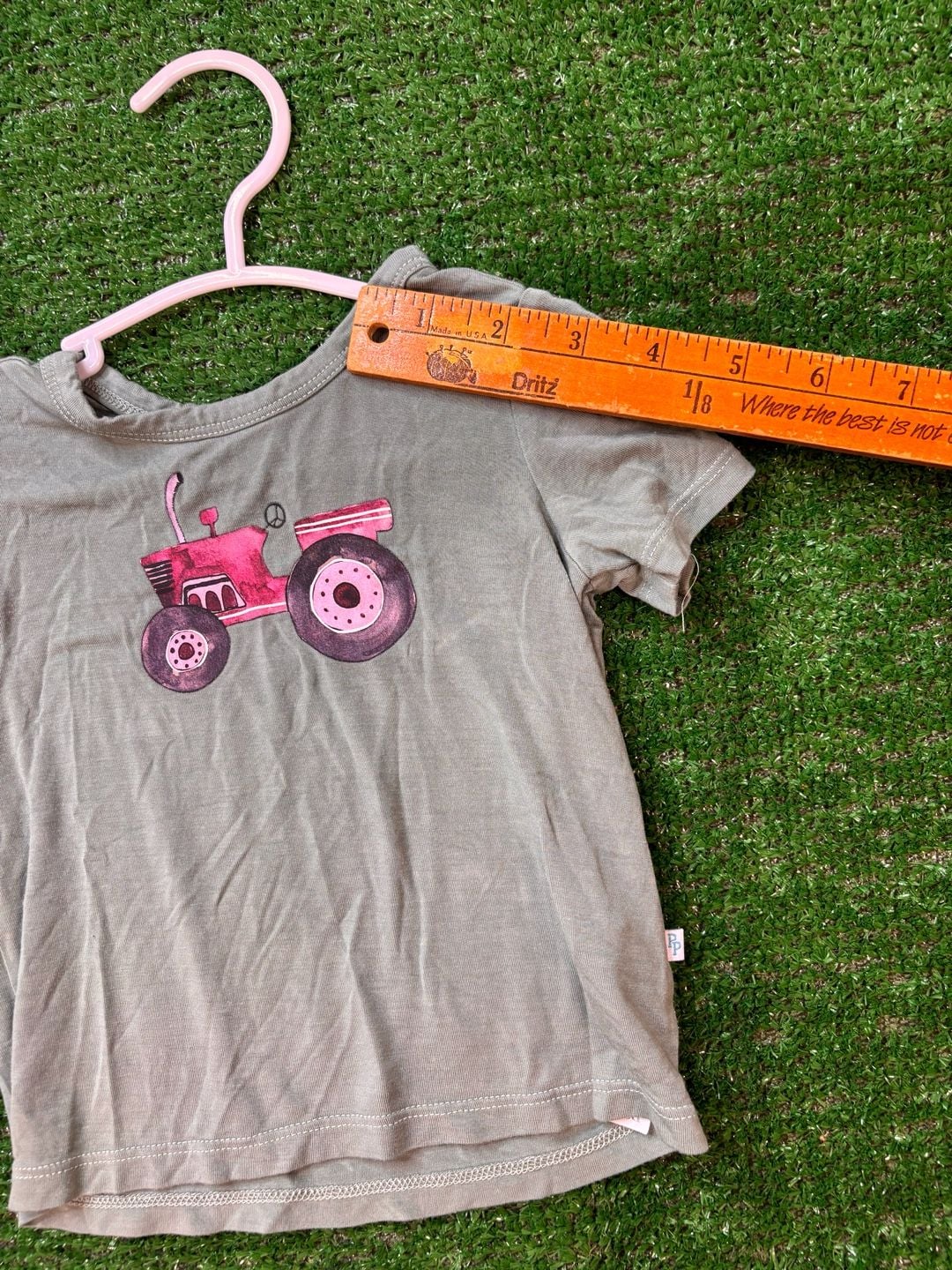 Posh Peanut Tractor Graphic Tee Size 3-6M Green Pink Short Sleeve Shirt 8