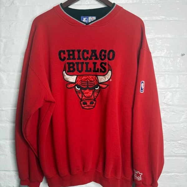 Starter Chicago Bulls NBA Crewneck Sweatshirt Size L Red Vintage