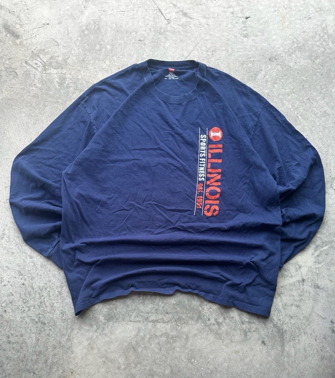 Hanes Illinois Fighting Illini Long Sleeve T-Shirt 2XL Navy Blue 2
