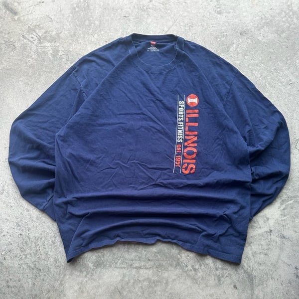 Hanes Illinois Fighting Illini Long Sleeve T-Shirt 2XL Navy Blue