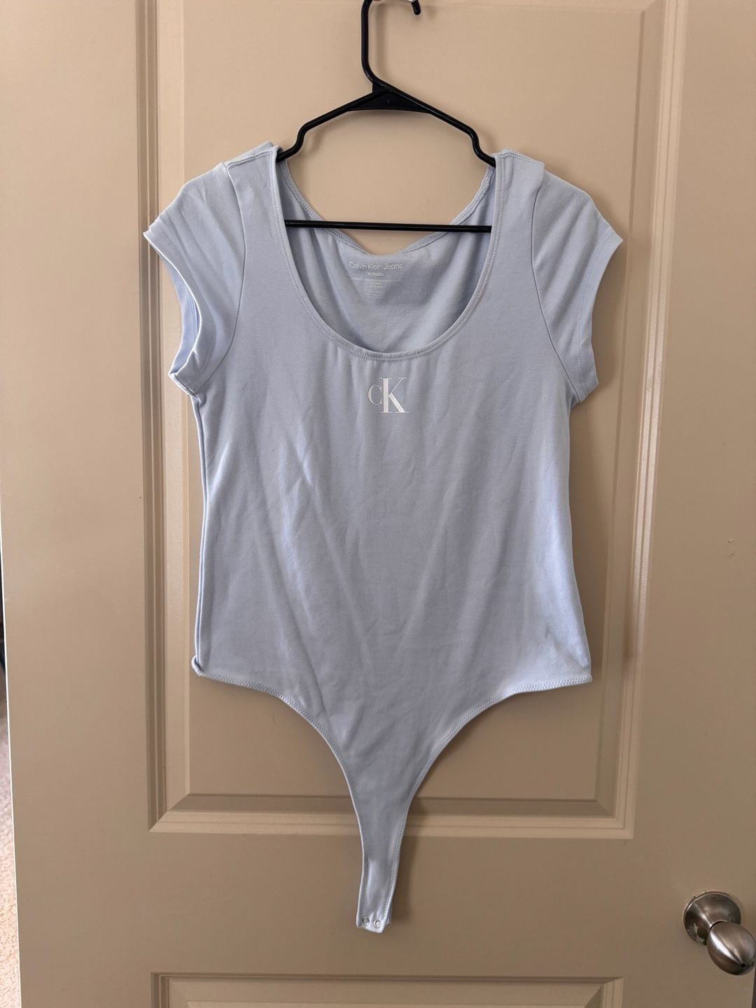 Calvin Klein Jeans Light Blue Short Sleeve Thong Bodysuit XL 2