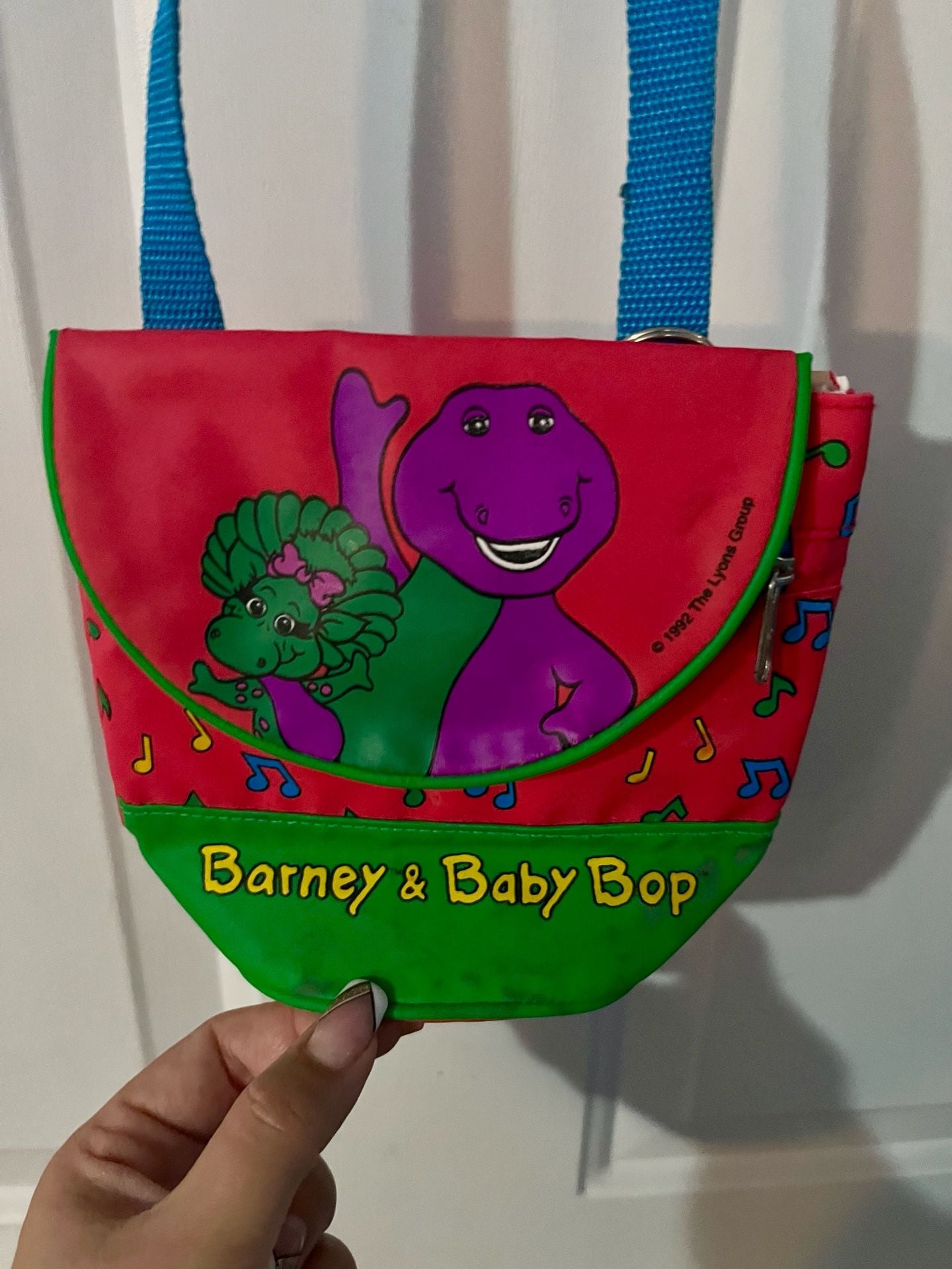 Vintage 1992 Barney & Baby Bop Shoulder Bag Red Green Blue 2