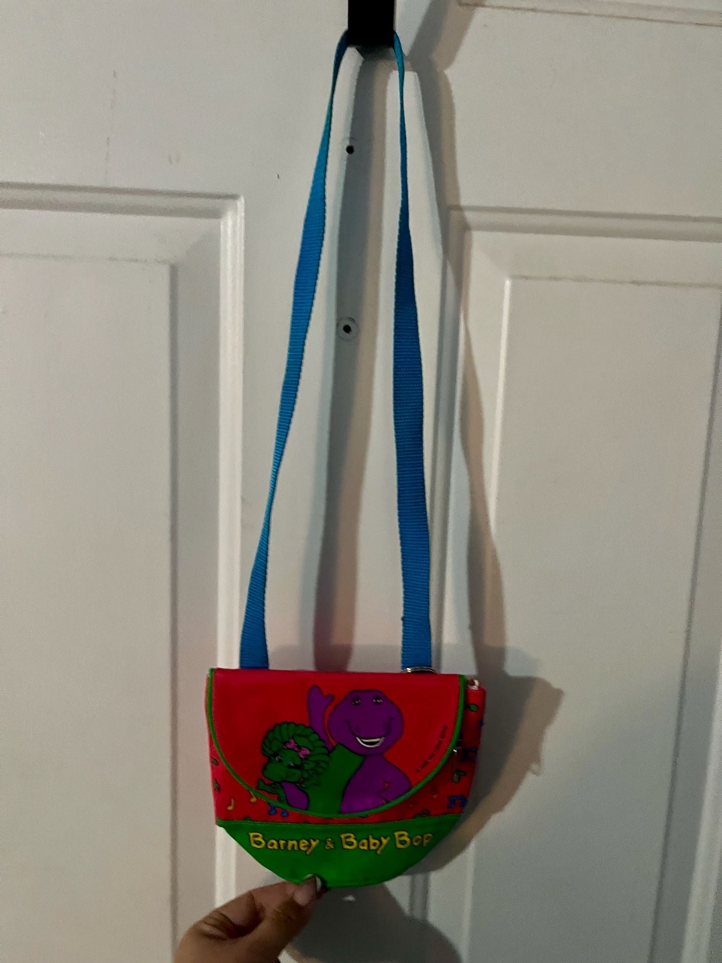 Vintage 1992 Barney & Baby Bop Shoulder Bag Red Green Blue 3
