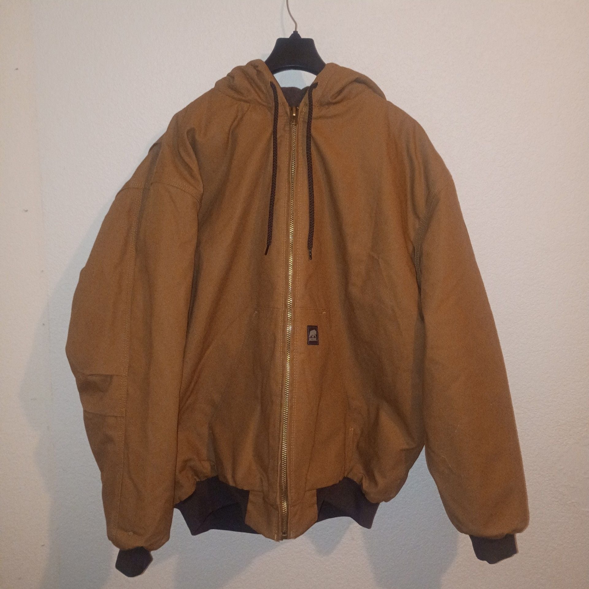 Berne HJ51BD Heritage Hooded Jacket Size 2XL Brown Cotton Duck Work Jacket 2