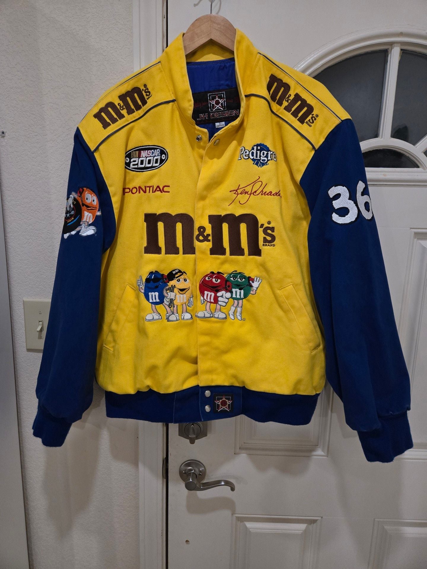 JH Design NASCAR 2000 M&M's Racing Jacket Size L Ken Schrader 2