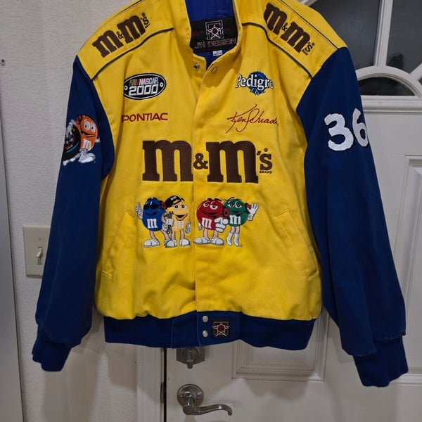 JH Design NASCAR 2000 M&M's Racing Jacket Size L Ken Schrader