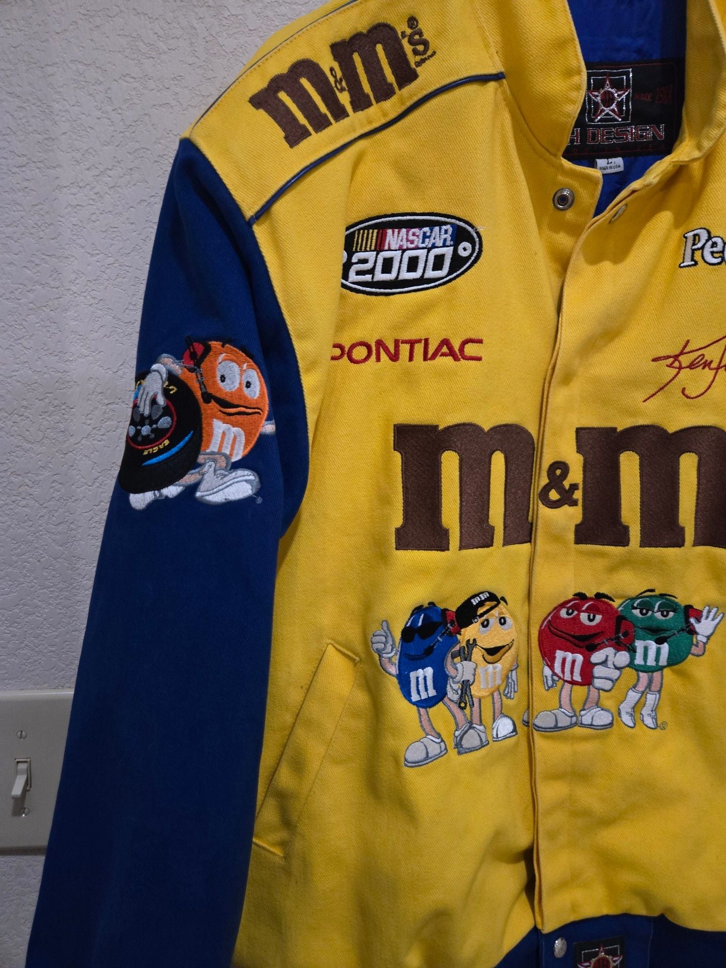 JH Design NASCAR 2000 M&M's Racing Jacket Size L Ken Schrader 7