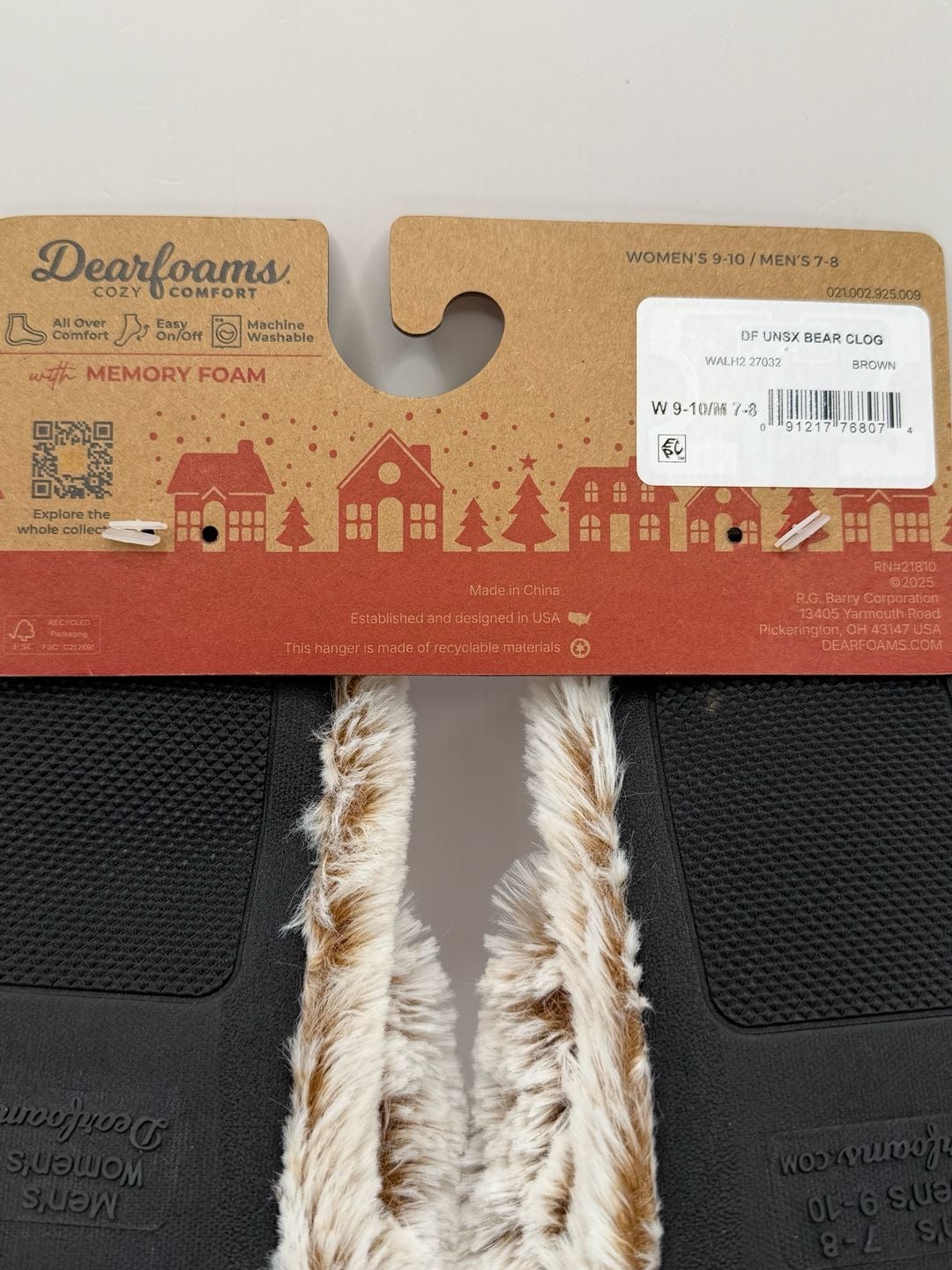 Dearfoams Bear Clog Slippers Size W 9-10 / M 7-8 Brown 5