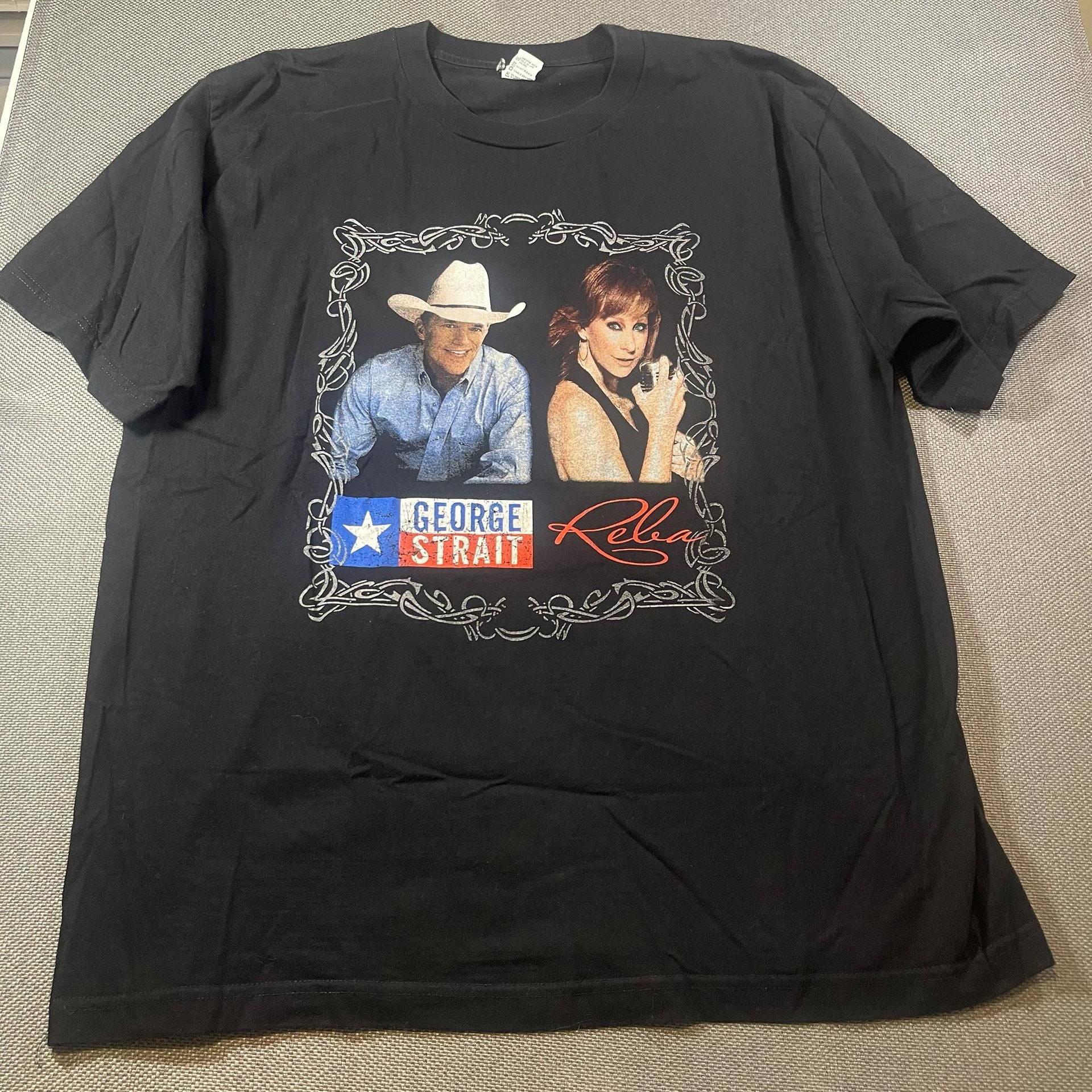 Vintage George Strait Reba McEntire Tour 2010 T-Shirt Size 2XL Black 7