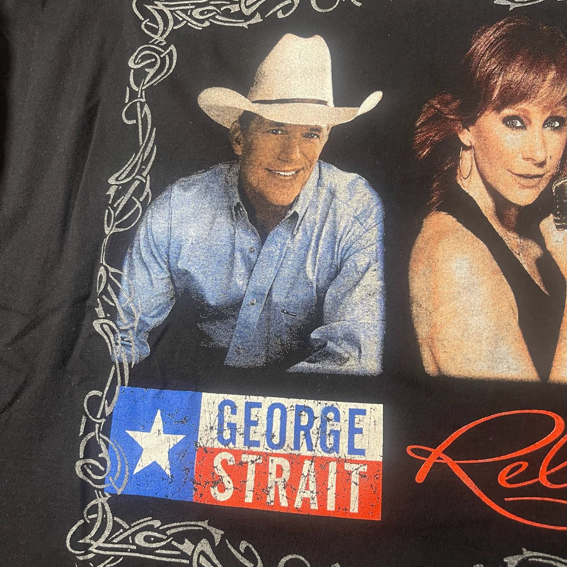 Vintage George Strait Reba McEntire Tour 2010 T-Shirt Size 2XL Black 8