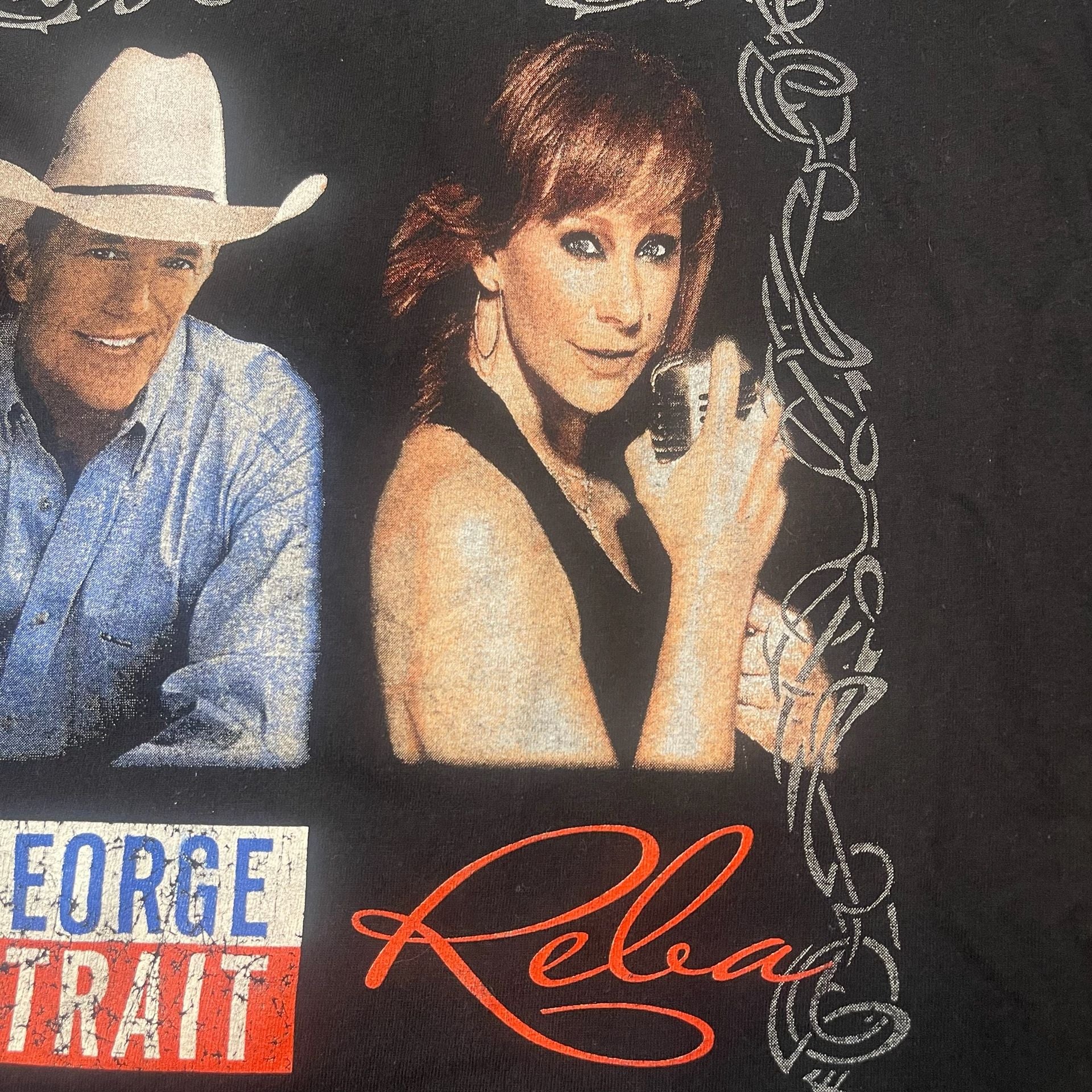 Vintage George Strait Reba McEntire Tour 2010 T-Shirt Size 2XL Black 9