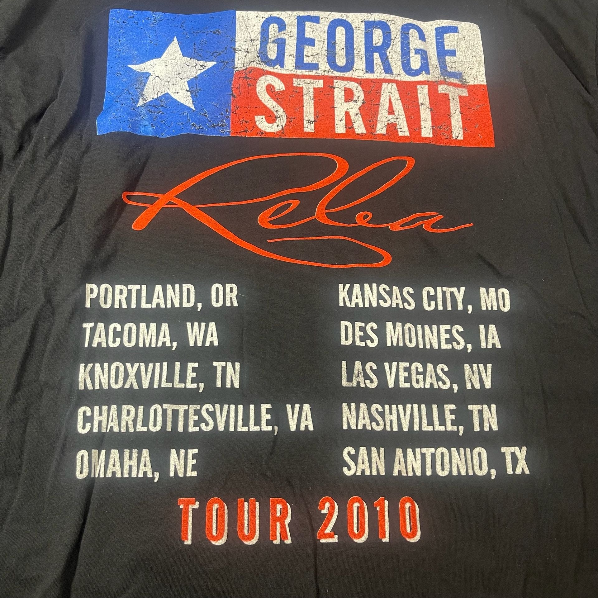 Vintage George Strait Reba McEntire Tour 2010 T-Shirt Size 2XL Black 11