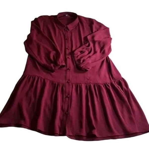 Vince Camuto Burgundy Long Sleeve Button Down Shirt Size L
