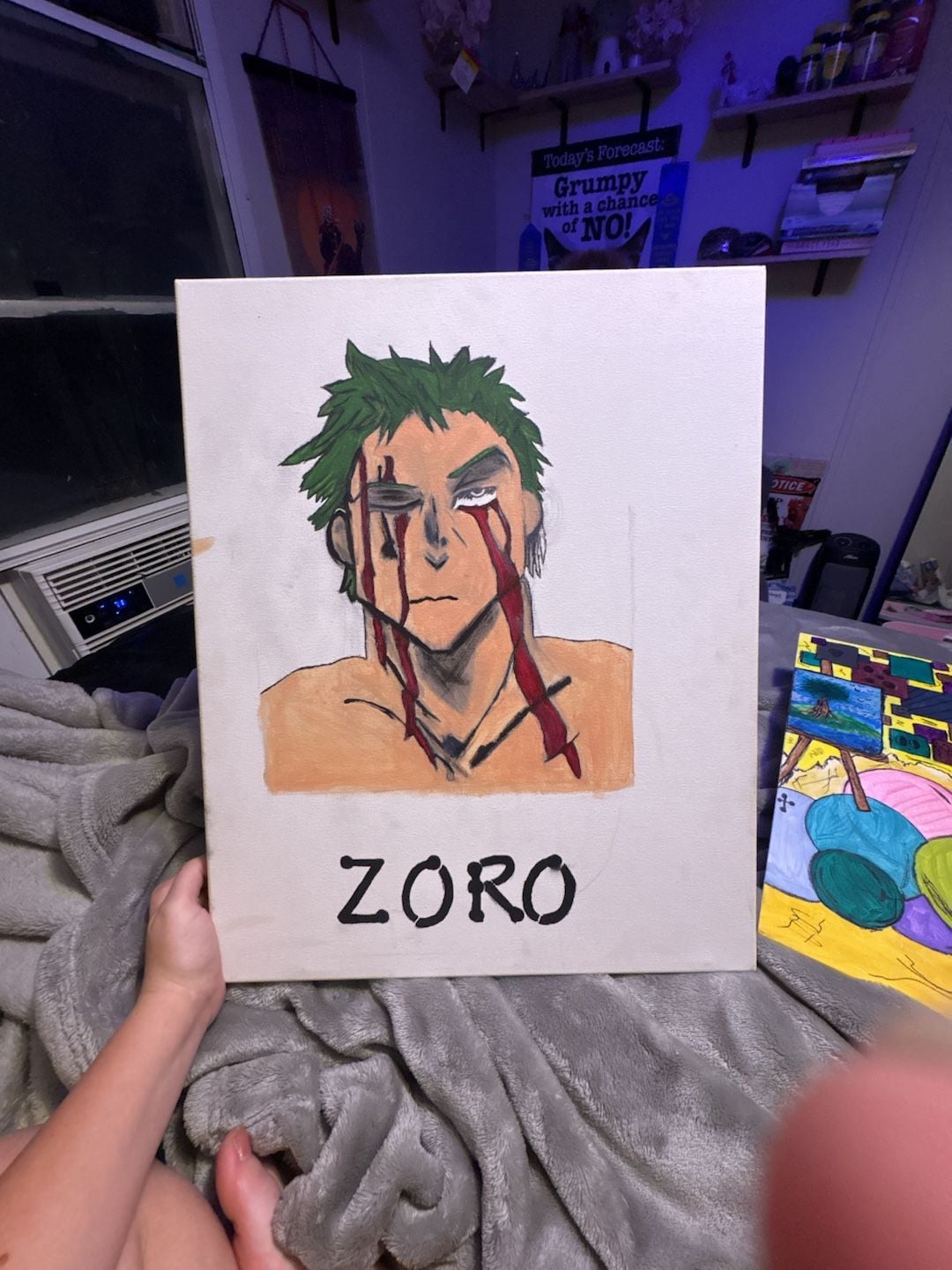 Handmade Zoro Acrylic Painting One Piece Fan Art 1