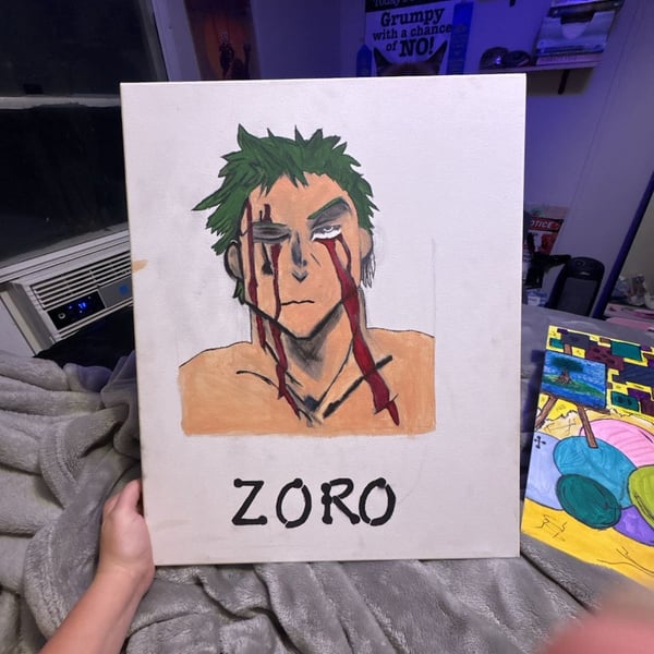 Handmade Zoro Acrylic Painting One Piece Fan Art