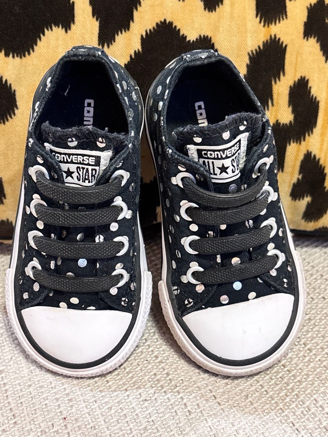 Converse Chuck Taylor kids All Star Polka Dot Ox Sneakers sz5 3