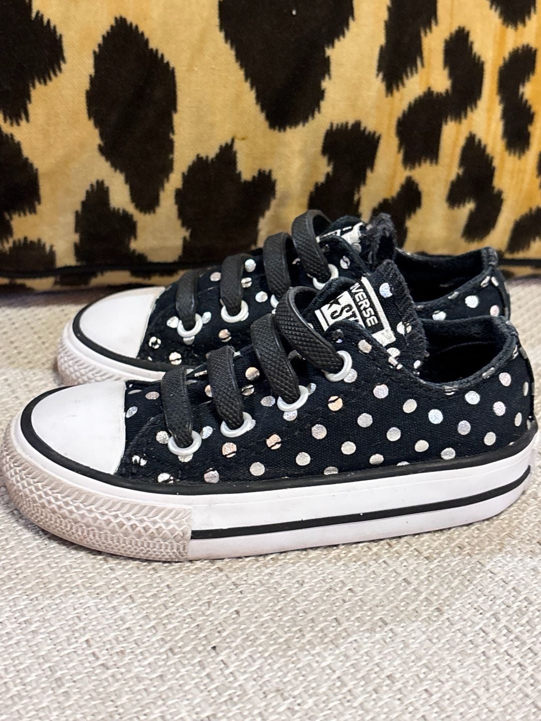 Converse Chuck Taylor kids All Star Polka Dot Ox Sneakers sz5 6