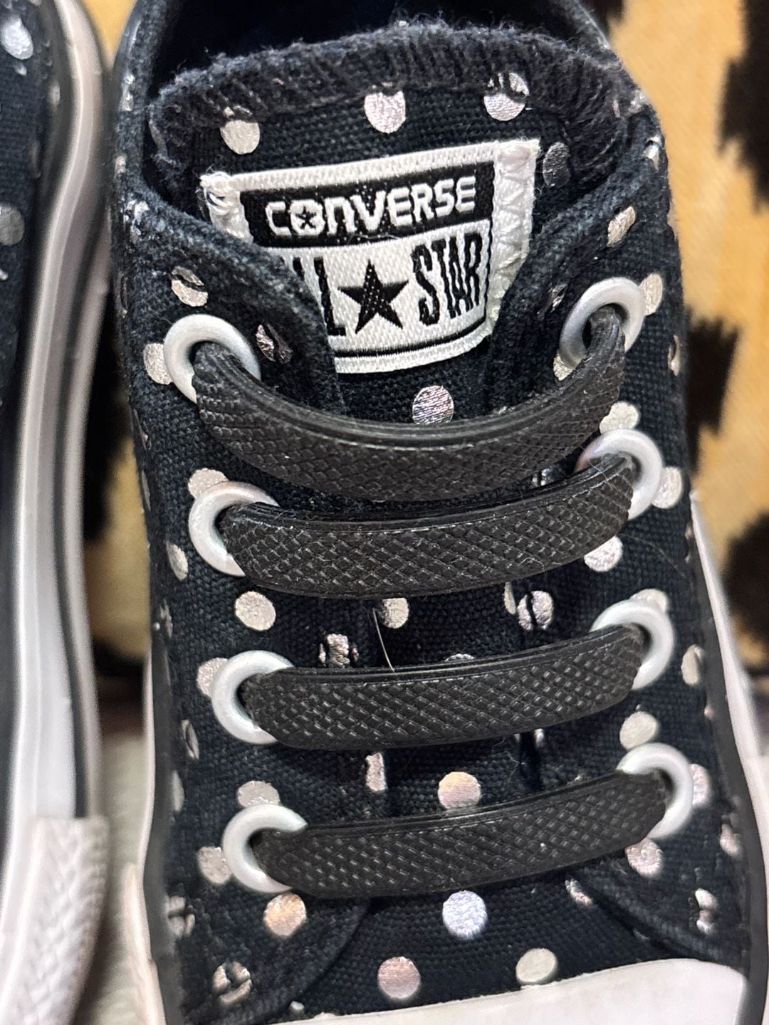 Converse Chuck Taylor kids All Star Polka Dot Ox Sneakers sz5 7