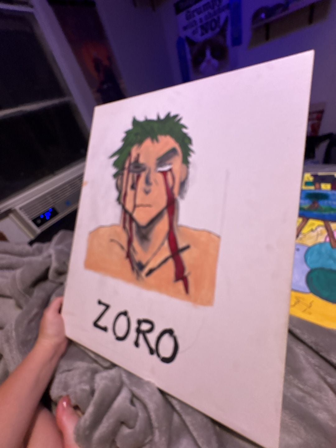 Handmade Zoro Acrylic Painting One Piece Fan Art 2