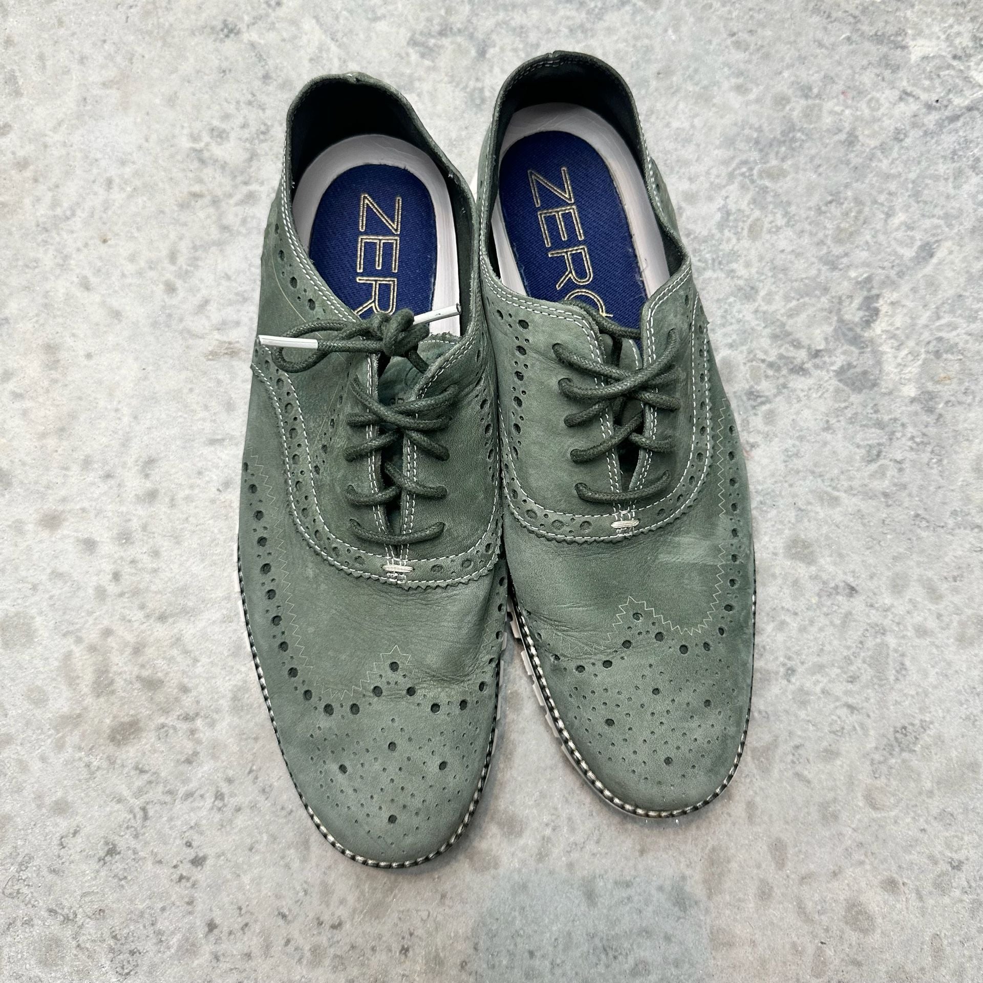 Cole Haan Green Suede Zerogrand Wingtip Oxford - Size 8.5M 3
