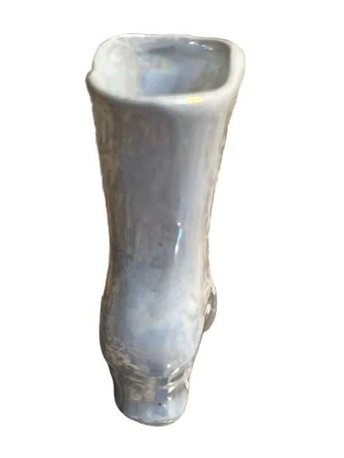 VINTAGE CERAMIC VICTORIAN LUSTERWARE TINY CREAM BOOT VASE FLOWER MID CENTURY 6