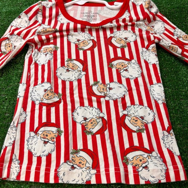 Caden Lane Santa Claus Lane Pajama Top Size 3T Christmas Stripe
