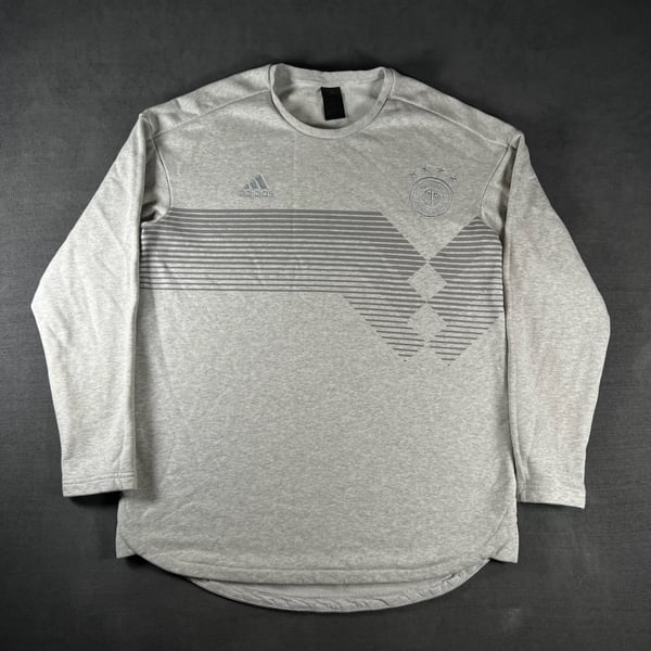 Adidas x Germany DFB Pullover Gray Embroidered Crewneck Pullover Size Medium