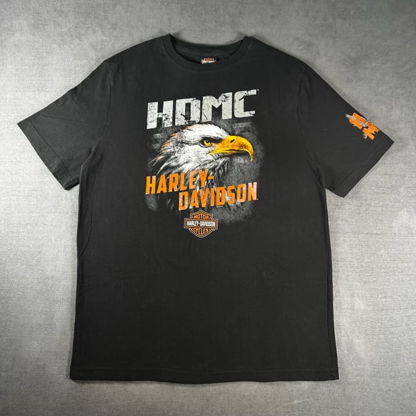 2015 Harley Davidson HDMC Eagle Black Graphic T-Shirt Size Large 