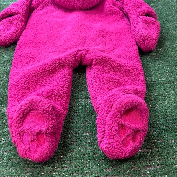 Magnificent Baby Fleece Pram Size 6m Pink Bear Ears Footed Romper Snowsuit