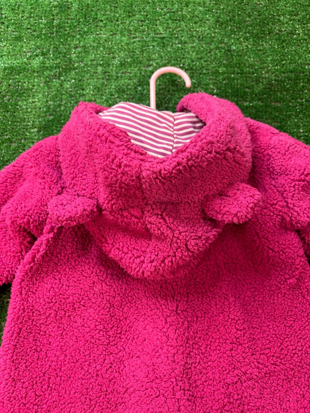 Magnificent Baby Fleece Pram Size 6m Pink Bear Ears Footed Romper Snowsuit 9