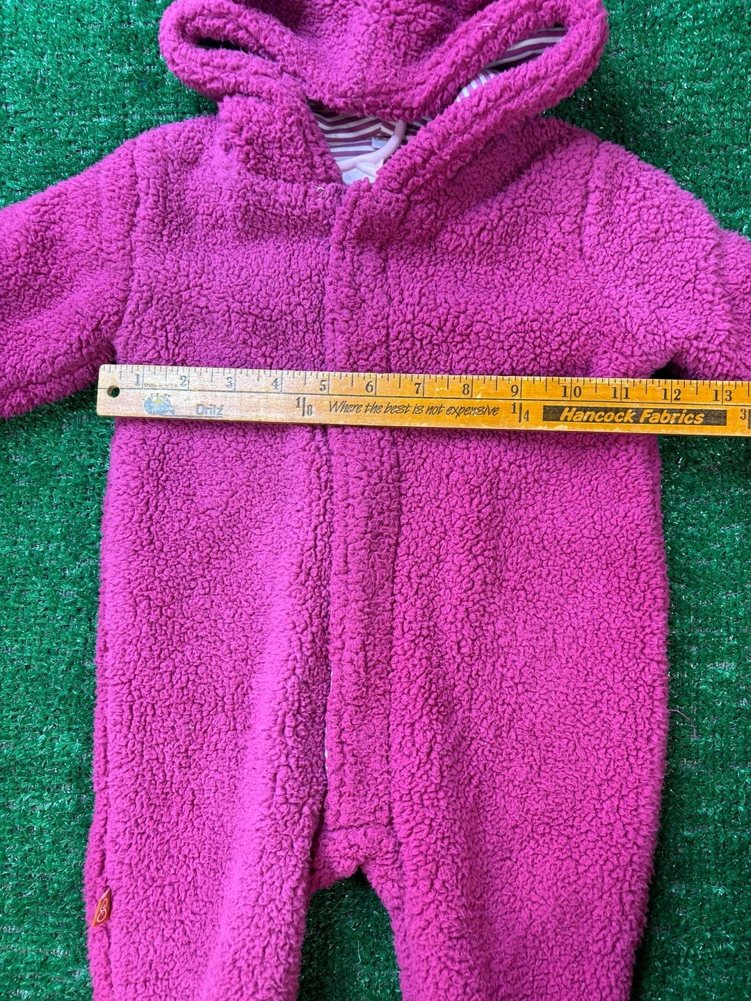 Magnificent Baby Fleece Pram Size 6m Pink Bear Ears Footed Romper Snowsuit 11